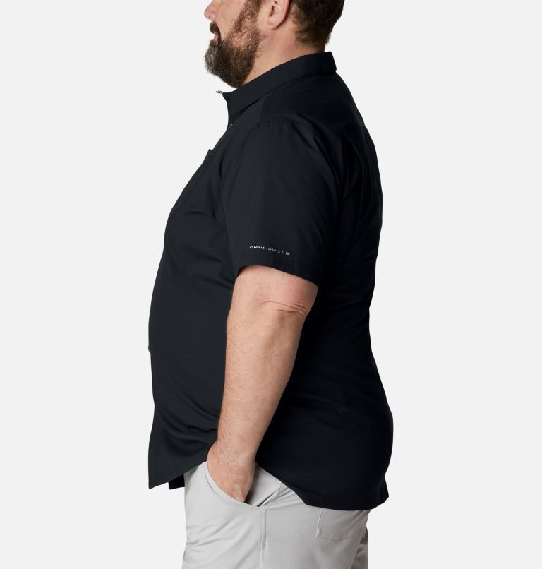 Men's Columbia PFG Slack Tide Camp Shirts Black | Plus Size CA-O6C31